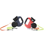 Maxbell Double Retractable Dog Leash with Garbage Bag Box for Small Medium Dogs Gray