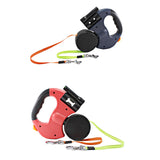 Maxbell Double Retractable Dog Leash with Garbage Bag Box for Small Medium Dogs Gray