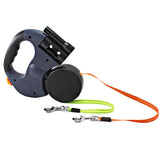 Maxbell Double Retractable Dog Leash with Garbage Bag Box for Small Medium Dogs Gray