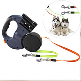 Maxbell Double Retractable Dog Leash with Garbage Bag Box for Small Medium Dogs Gray