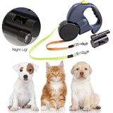 Maxbell Double Retractable Dog Leash with Garbage Bag Box for Small Medium Dogs Gray