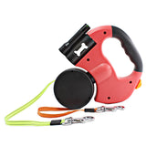 Maxbell Double Retractable Dog Leash with Garbage Bag Box for Small Medium Dogs Red