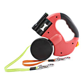 Maxbell Double Retractable Dog Leash with Garbage Bag Box for Small Medium Dogs Red