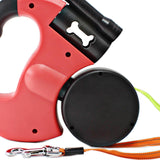 Maxbell Double Retractable Dog Leash with Garbage Bag Box for Small Medium Dogs Red