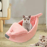 Maxbell Maxbell Banana Cats Bed House Cat Cuddle Supplies Warm for Rabbit Pink M