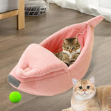 Maxbell Maxbell Banana Cats Bed House Cat Cuddle Supplies Warm for Rabbit Pink M
