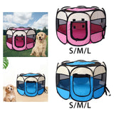 Maxbell Maxbell Foldable Portable Pet Playpen Octagonal Zippered Top for Puppy Kitten Cat Pink S