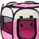 Maxbell Maxbell Foldable Portable Pet Playpen Octagonal Zippered Top for Puppy Kitten Cat Pink S