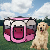 Maxbell Maxbell Foldable Portable Pet Playpen Octagonal Zippered Top for Puppy Kitten Cat Pink Medium
