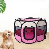 Maxbell Maxbell Foldable Portable Pet Playpen Octagonal Zippered Top for Puppy Kitten Cat Pink Medium