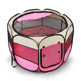 Maxbell Maxbell Foldable Portable Pet Playpen Octagonal Zippered Top for Puppy Kitten Cat Pink L