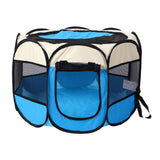 Maxbell Maxbell Foldable Portable Pet Playpen Octagonal Zippered Top for Puppy Kitten Cat Blue S