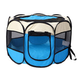 Maxbell Maxbell Foldable Portable Pet Playpen Octagonal Zippered Top for Puppy Kitten Cat Blue S
