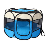 Maxbell Maxbell Foldable Portable Pet Playpen Octagonal Zippered Top for Puppy Kitten Cat Blue Medium
