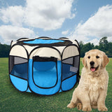 Maxbell Maxbell Foldable Portable Pet Playpen Octagonal Zippered Top for Puppy Kitten Cat Blue Medium