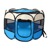 Maxbell Maxbell Foldable Portable Pet Playpen Octagonal Zippered Top for Puppy Kitten Cat Blue Large