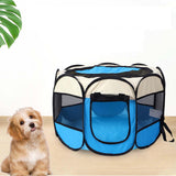 Maxbell Maxbell Foldable Portable Pet Playpen Octagonal Zippered Top for Puppy Kitten Cat Blue Large