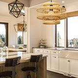 Maxbell Bamboo Lamp Shade Ceiling Light Cover Chandelier for Dining Room Decor