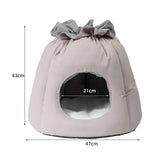 Maxbell Plush Cave Pet Bed Cat Nonslip with Drawstring Calming Kitty Warm House Gray