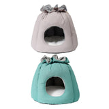 Maxbell Plush Cave Pet Bed Cat Nonslip with Drawstring Calming Kitty Warm House Gray