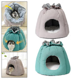 Maxbell Plush Cave Pet Bed Cat Nonslip with Drawstring Calming Kitty Warm House Gray