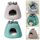 Maxbell Plush Cave Pet Bed Cat Nonslip with Drawstring Calming Kitty Warm House Gray