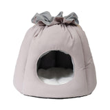 Maxbell Plush Cave Pet Bed Cat Nonslip with Drawstring Calming Kitty Warm House Gray