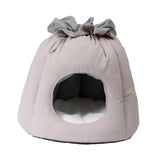 Maxbell Plush Cave Pet Bed Cat Nonslip with Drawstring Calming Kitty Warm House Gray