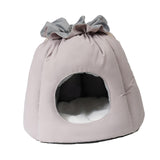 Maxbell Plush Cave Pet Bed Cat Nonslip with Drawstring Calming Kitty Warm House Gray