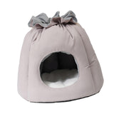 Maxbell Plush Cave Pet Bed Cat Nonslip with Drawstring Calming Kitty Warm House Gray