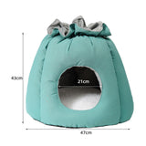 Maxbell Plush Cave Pet Bed Cat Nonslip with Drawstring Calming Kitty Warm House Green