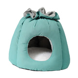 Maxbell Plush Cave Pet Bed Cat Nonslip with Drawstring Calming Kitty Warm House Green