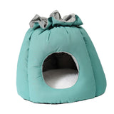 Maxbell Plush Cave Pet Bed Cat Nonslip with Drawstring Calming Kitty Warm House Green