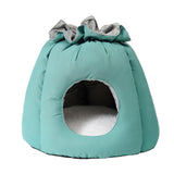 Maxbell Plush Cave Pet Bed Cat Nonslip with Drawstring Calming Kitty Warm House Green