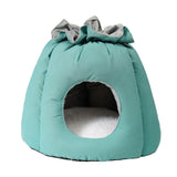 Maxbell Plush Cave Pet Bed Cat Nonslip with Drawstring Calming Kitty Warm House Green