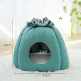 Maxbell Plush Cave Pet Bed Cat Nonslip with Drawstring Calming Kitty Warm House Green