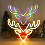 Maxbell Christmas Reindeer Neon Sign Lamp NIght Light for Room Wedding Holiday Multicolor