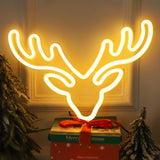 Maxbell Christmas Reindeer Neon Sign Lamp NIght Light for Room Wedding Holiday Multicolor