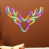 Maxbell Christmas Reindeer Neon Sign Lamp NIght Light for Room Wedding Holiday Multicolor
