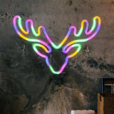 Maxbell Christmas Reindeer Neon Sign Lamp NIght Light for Room Wedding Holiday Multicolor