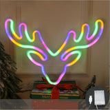 Maxbell Christmas Reindeer Neon Sign Lamp NIght Light for Room Wedding Holiday Multicolor