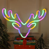 Maxbell Christmas Reindeer Neon Sign Lamp NIght Light for Room Wedding Holiday Multicolor