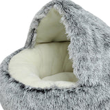 Maxbell Maxbell Semi Enclosed Cat Bed Non Slip Soft Sleeping Nest Winter Warm for Puppy Dogs grey