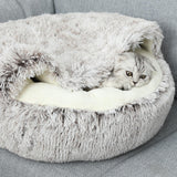 Maxbell Maxbell Semi Enclosed Cat Bed Non Slip Soft Sleeping Nest Winter Warm for Puppy Dogs grey