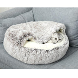 Maxbell Maxbell Semi Enclosed Cat Bed Non Slip Soft Sleeping Nest Winter Warm for Puppy Dogs grey