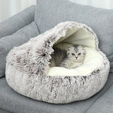 Maxbell Maxbell Semi Enclosed Cat Bed Non Slip Soft Sleeping Nest Winter Warm for Puppy Dogs grey