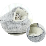 Maxbell Maxbell Semi Enclosed Cat Bed Non Slip Soft Sleeping Nest Winter Warm for Puppy Dogs grey