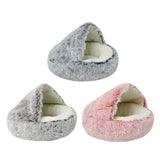 Maxbell Maxbell Semi Enclosed Cat Bed Non Slip Soft Sleeping Nest Winter Warm for Puppy Dogs grey