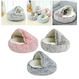 Maxbell Maxbell Semi Enclosed Cat Bed Non Slip Soft Sleeping Nest Winter Warm for Puppy Dogs grey