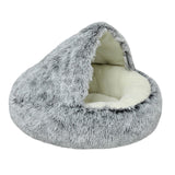 Maxbell Maxbell Semi Enclosed Cat Bed Non Slip Soft Sleeping Nest Winter Warm for Puppy Dogs grey